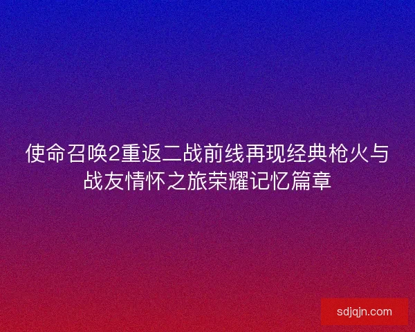 使命召唤2重返二战前线再现经典枪火与战友情怀之旅荣耀记忆篇章